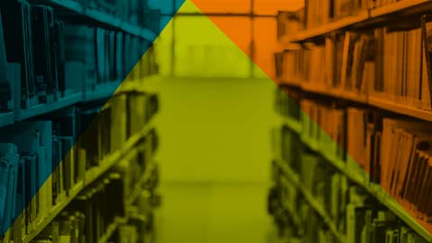 library  with red, yellows and green opacity colors