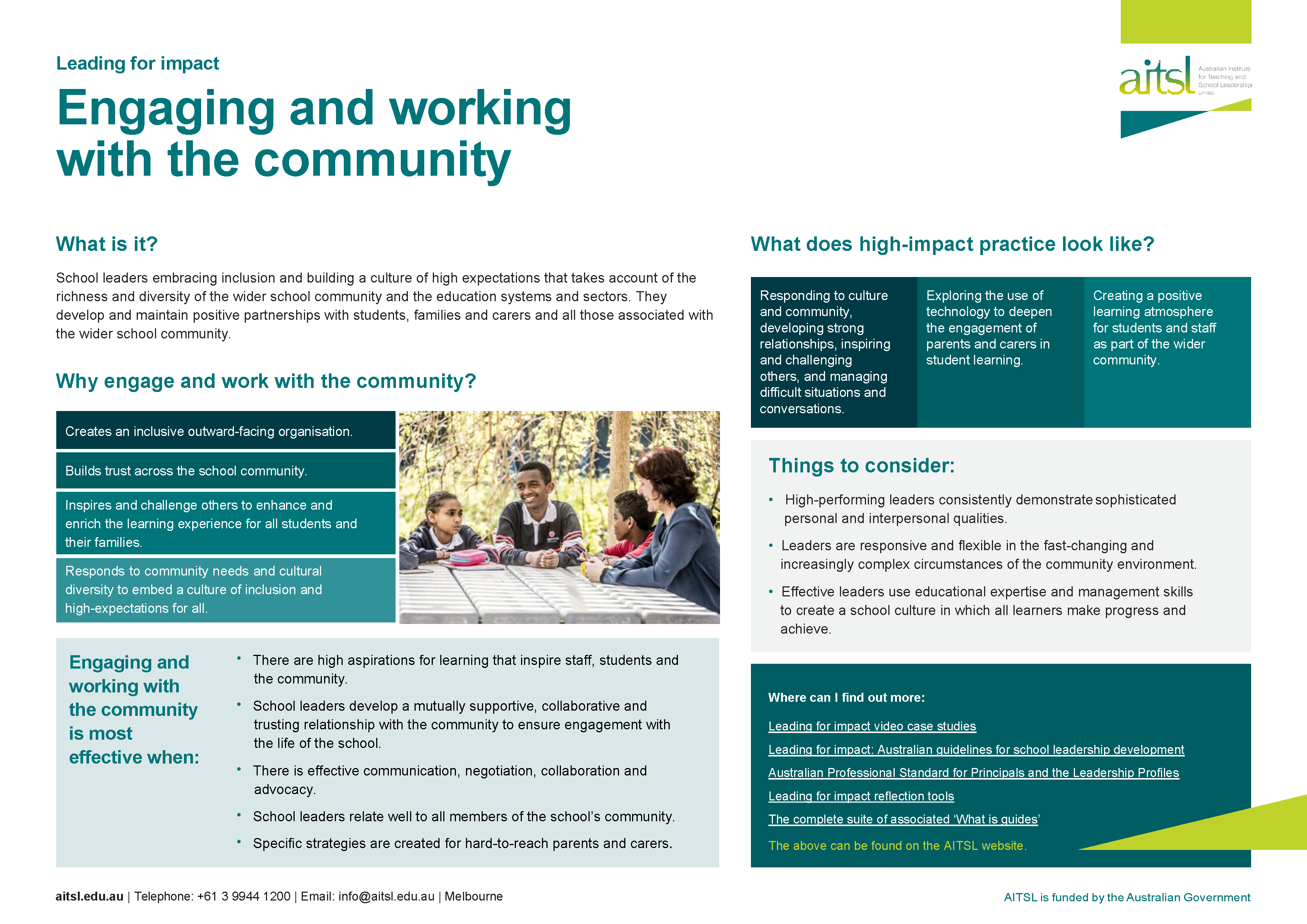 Engaging and working with the community