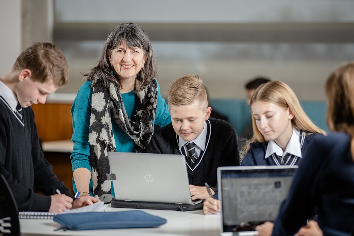 teacher with students