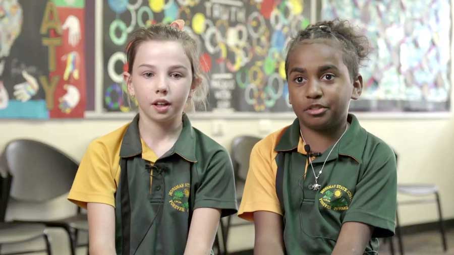 Millie and Laiko study Indigenous language at Mossmann State School