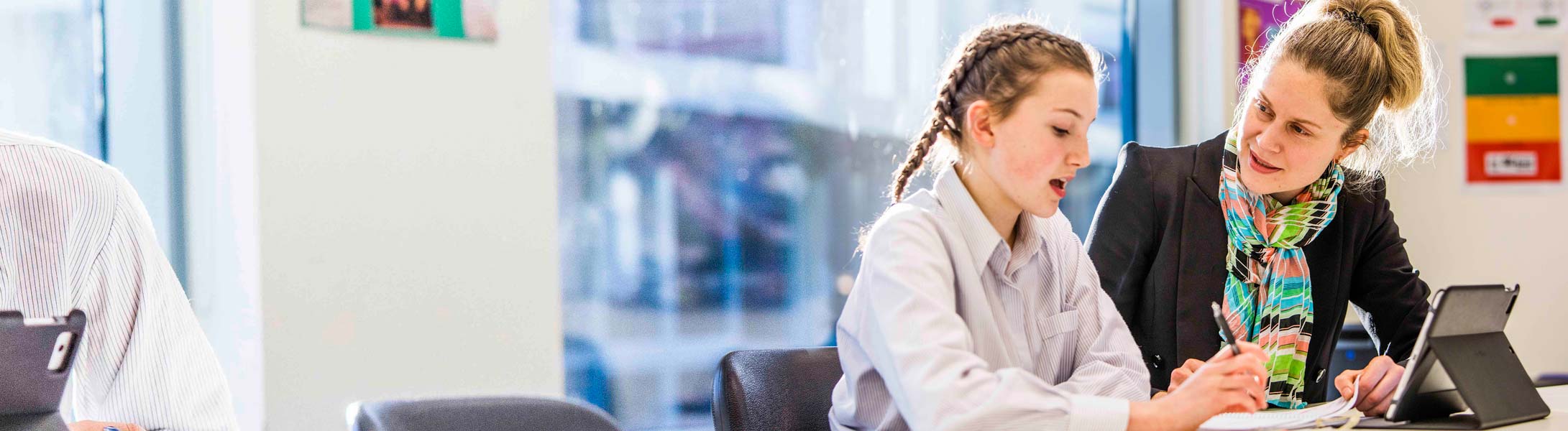 Teacher giving student feedback